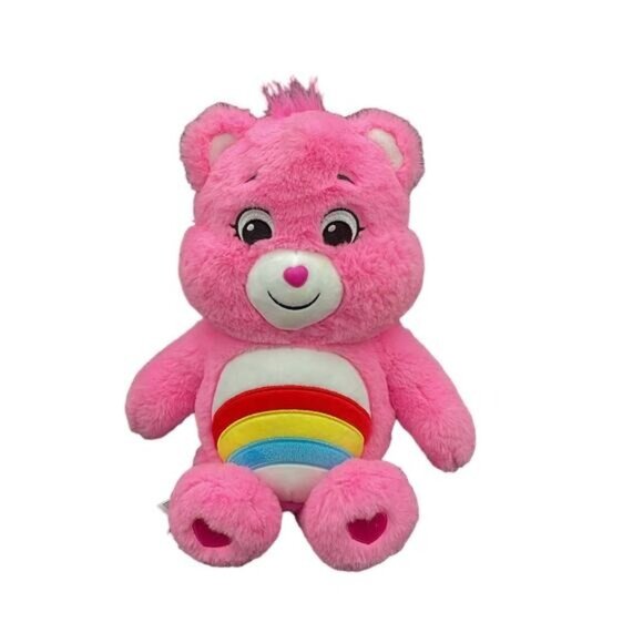 Care Bears Plush Rainbow Heart Bear 13" Pink Stuffed Animal By Basic Fun Soft To - Picture 1 of 4
